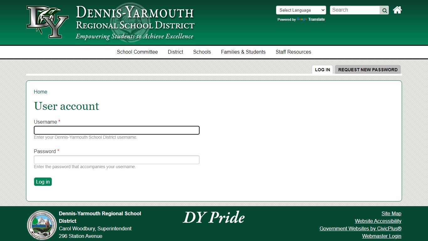 User account | Dennis-Yarmouth School District